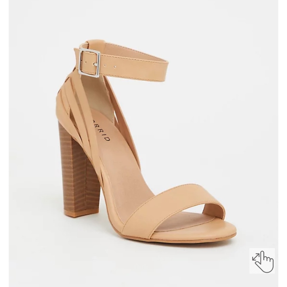 Nude Woven Stacked Heel Wide